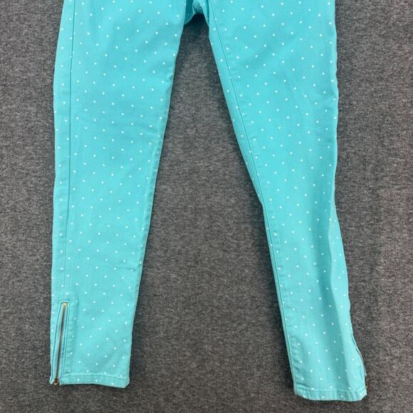 Lilly Pulitzer Worth Skinny Mini Zip Pants Turquoise Blue Polka Dot Ankle Zip 2 - Picture 4 of 8